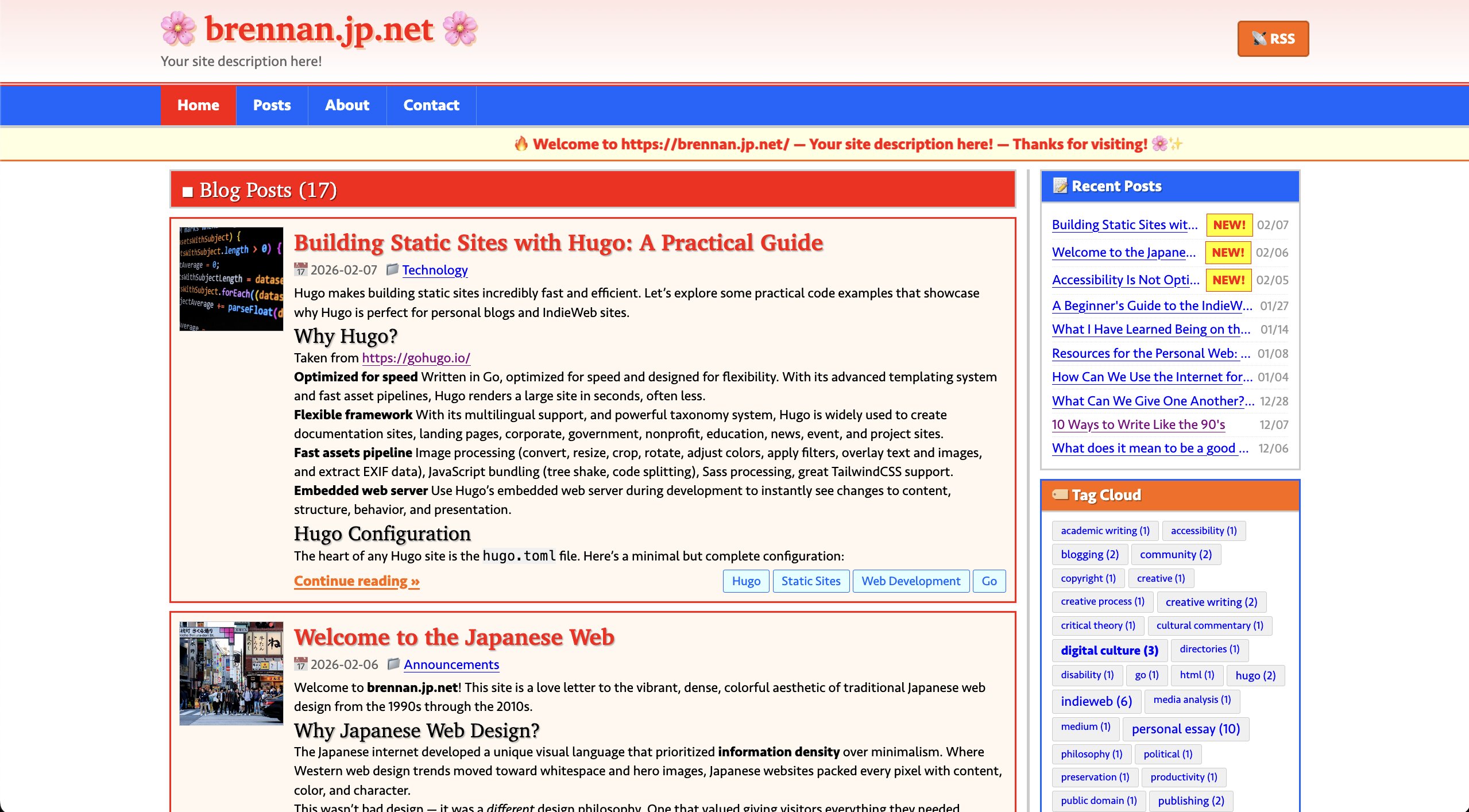 brennan.jp.net theme screenshot showing colorful Japanese web design aesthetic